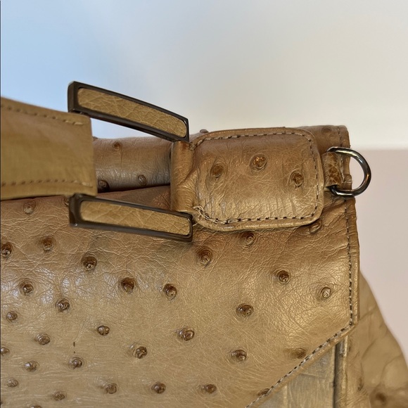 Kara Ross nude ostrich handbag with detachable shoulder...